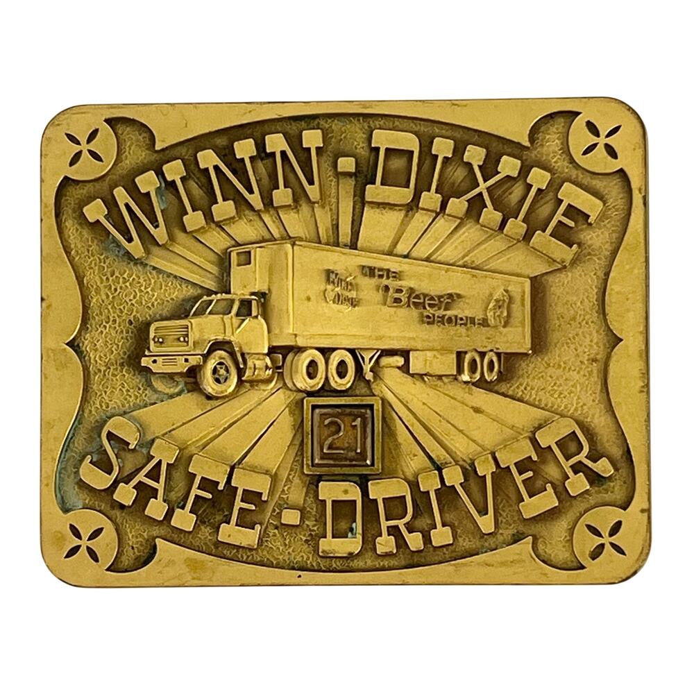 Winn Dixie Safe Driver 21 Years Belt Buckle Recognition Award Vintage